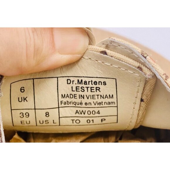 Dr Martens Shoes Womens 8 Beige Leather Fabric Floral Lester Oxford - Picture 5 of 12